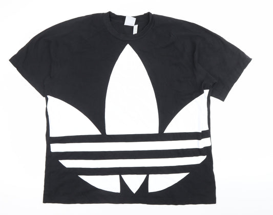 Adidas Men Black XL Trefoil Logo Graphic Crew Neck T-Shirt