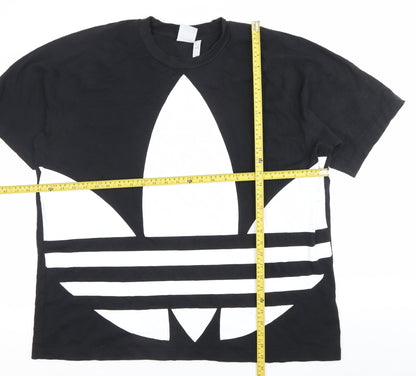 Adidas Men Black XL Trefoil Logo Graphic Crew Neck T-Shirt