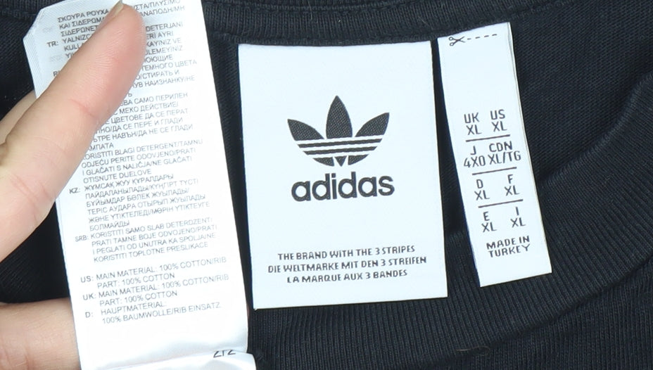 Adidas Men Black XL Trefoil Logo Graphic Crew Neck T-Shirt