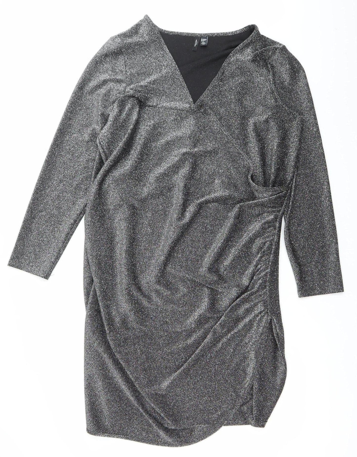 Vero Moda Women Silver Plus Size 24-26 Bodycon Dress Party Knee Length