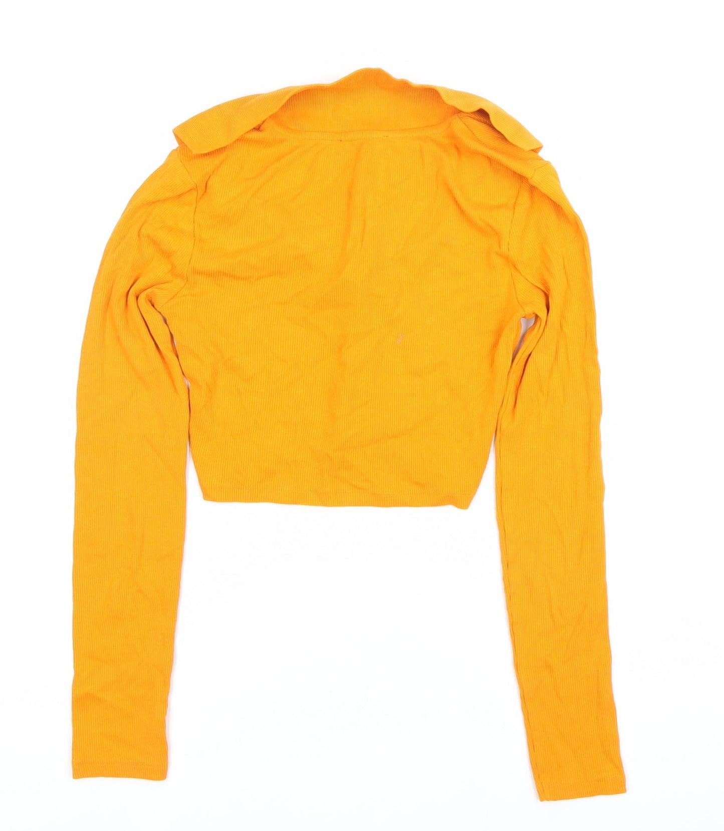 Womens UK Size S Zara Orange Cropped Button-Up