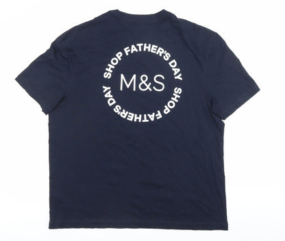 Marks and Spencer Men's Blue Graphic Everyday Heroes Father's Day T-Shirt Size L