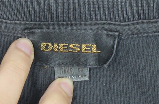 Diesel Men’s Black Polo Shirt M Regular Fit Short Sleeve Cotton