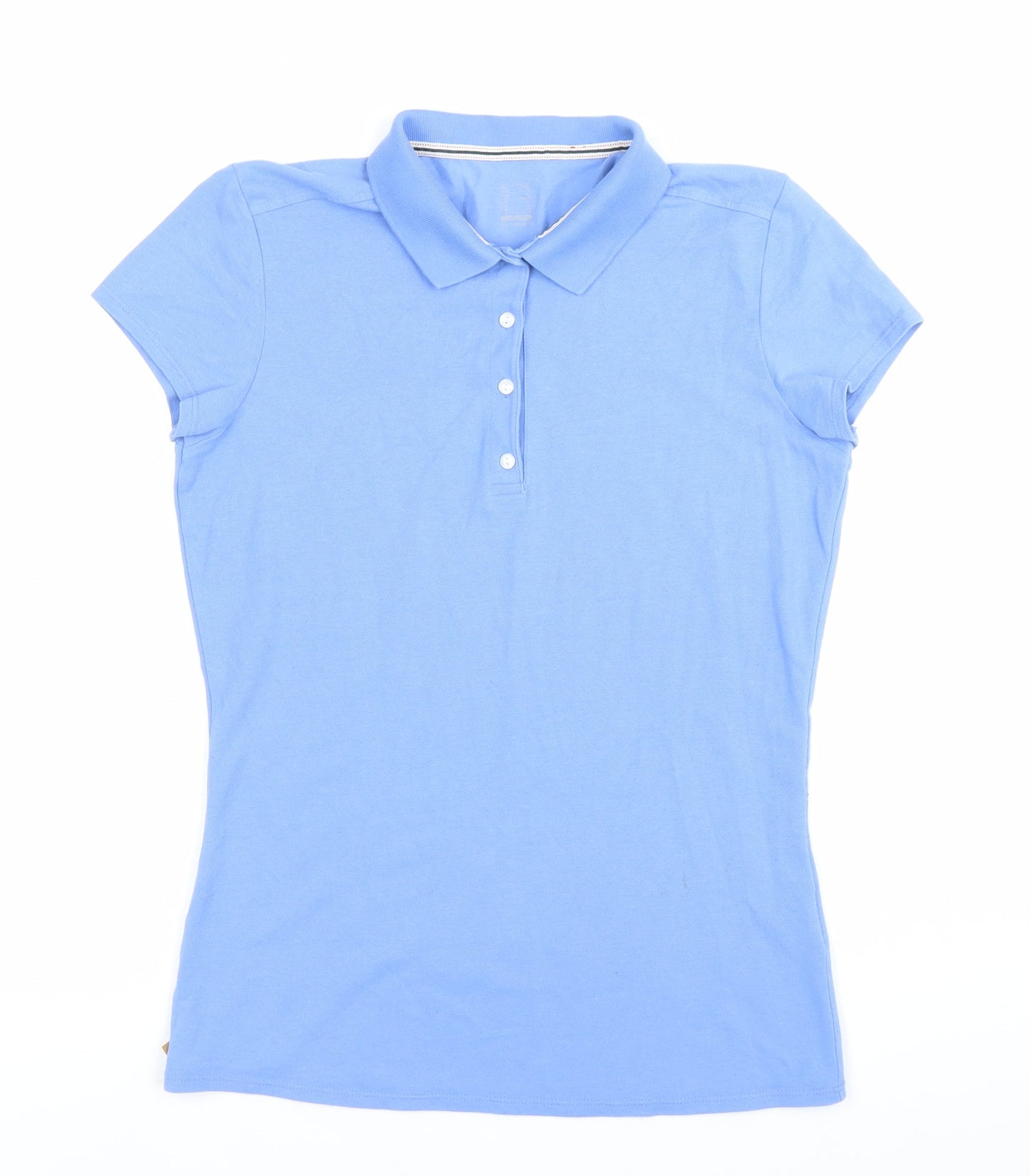 Decathlon Womens Blue Polo Shirt Size M Slim Fit Cotton Stretch