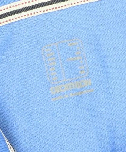 Decathlon Womens Blue Polo Shirt Size M Slim Fit Cotton Stretch