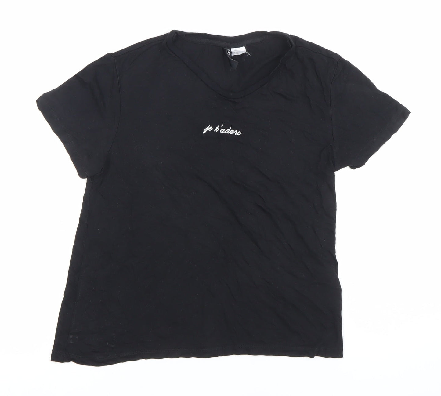 Womens UK Size XS H&M Black Basic T-Shirt
