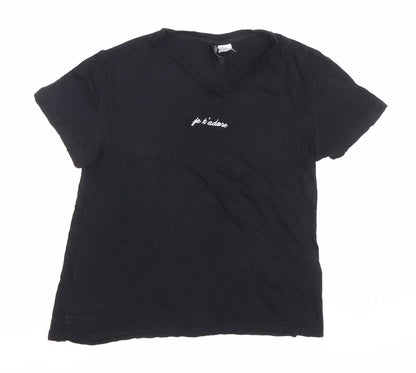Womens UK Size XS H&M Black Basic T-Shirt