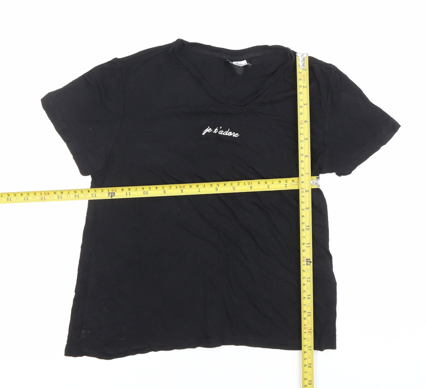 Womens UK Size XS H&M Black Basic T-Shirt