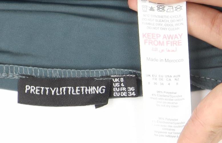 PrettyLittleThing Women’s Blue Ruched Bodycon Mini Dress Size 8