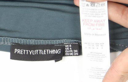 PrettyLittleThing Women’s Blue Ruched Bodycon Mini Dress Size 8