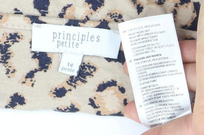 Womens UK Size 14 Principles Beige Basic T-Shirt