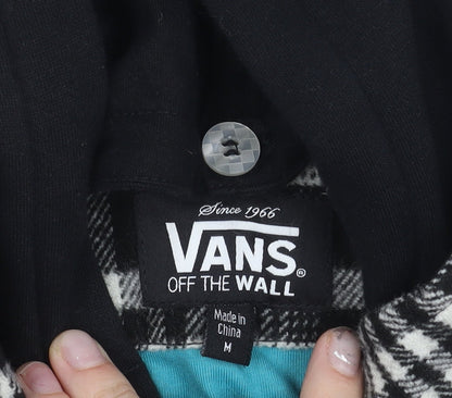 Vans Womens Black Plaid Hooded Mid-Length Jacket Size M