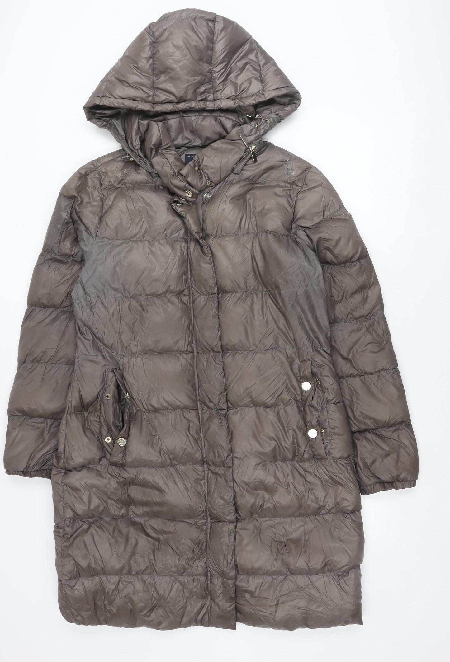 Armani Jeans Women Brown Size 12 Down Long Puffer Coat Hooded