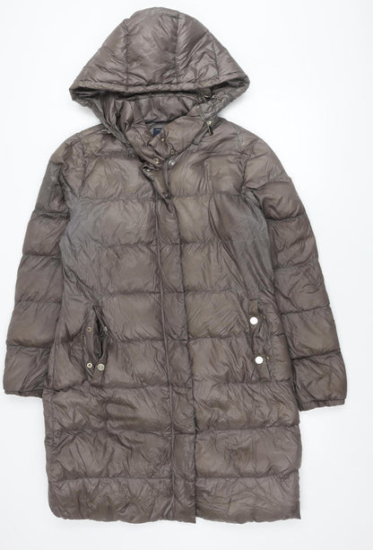 Armani Jeans Women Brown Size 12 Down Long Puffer Coat Hooded