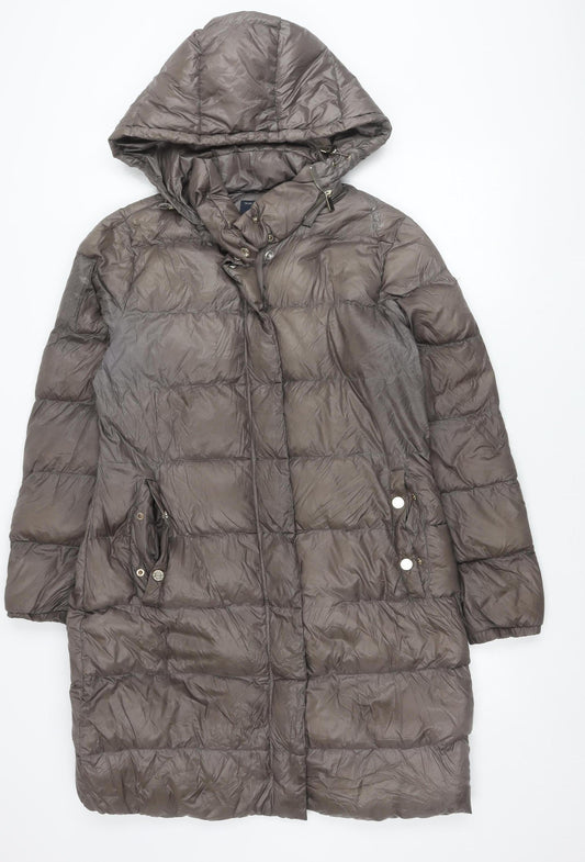 Armani Jeans Women Brown Size 12 Down Long Puffer Coat Hooded