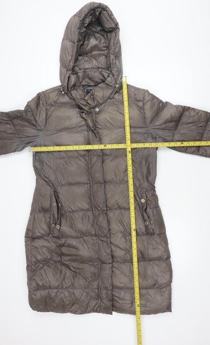 Armani Jeans Women Brown Size 12 Down Long Puffer Coat Hooded
