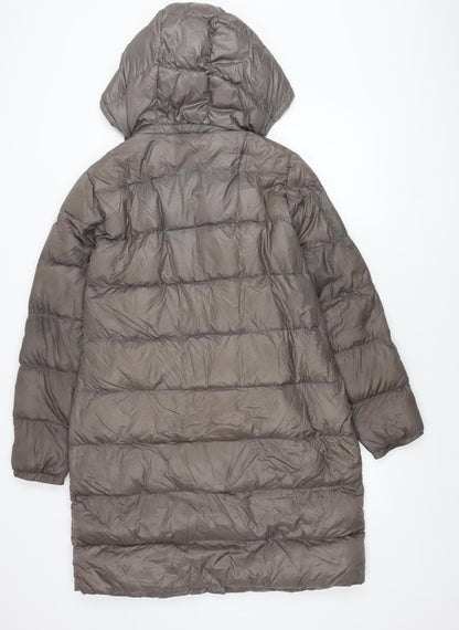 Armani Jeans Women Brown Size 12 Down Long Puffer Coat Hooded