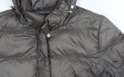 Armani Jeans Women Brown Size 12 Down Long Puffer Coat Hooded