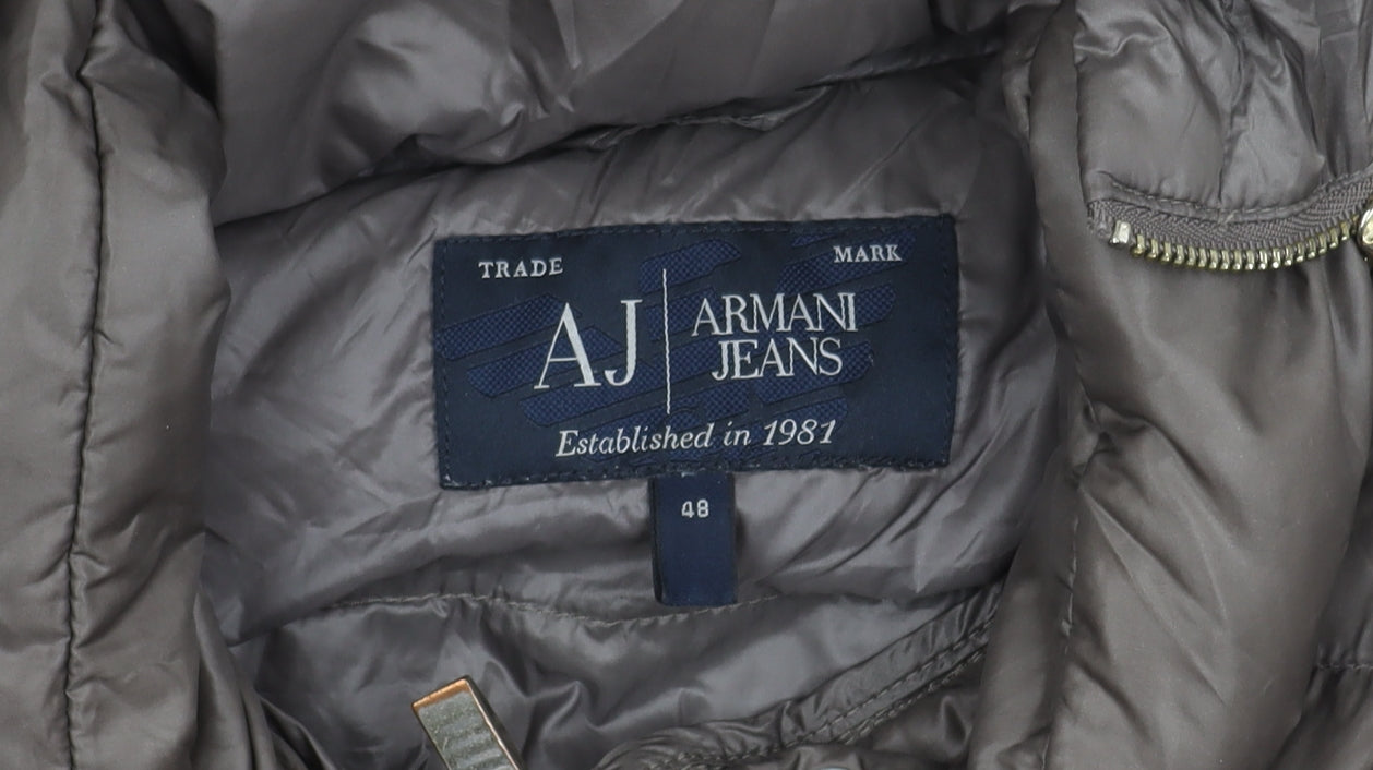 Armani Jeans Women Brown Size 12 Down Long Puffer Coat Hooded