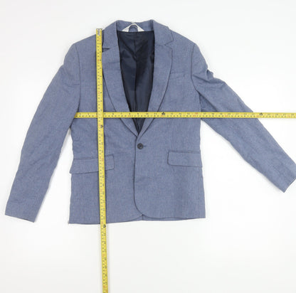 H&M Boys Blue Slim Fit Suit Jacket 12 Years Cotton Linen Blend