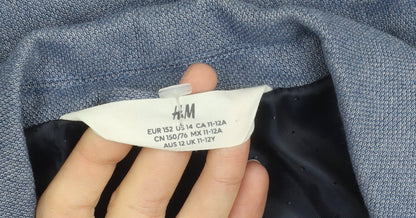 H&M Boys Blue Slim Fit Suit Jacket 12 Years Cotton Linen Blend