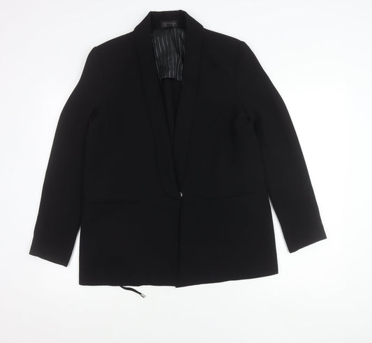 Topshop Women Black Blazer UK 12 Shawl Lapel Lined Workwear Jacket