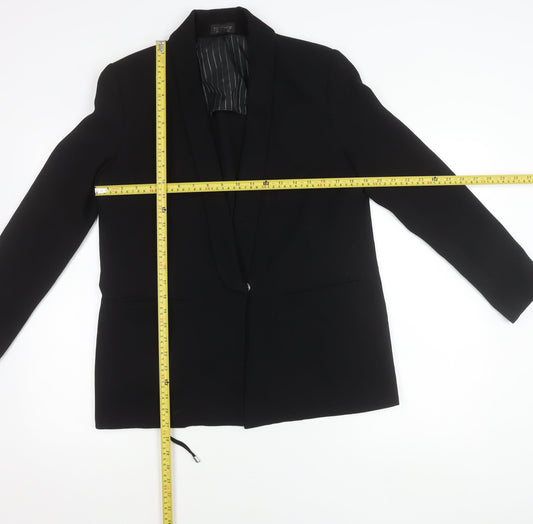 Topshop Women Black Blazer UK 12 Shawl Lapel Lined Workwear Jacket