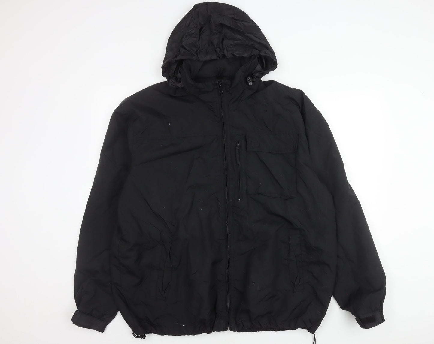 Mens UK Size XL Easy Black Windbreaker Coat