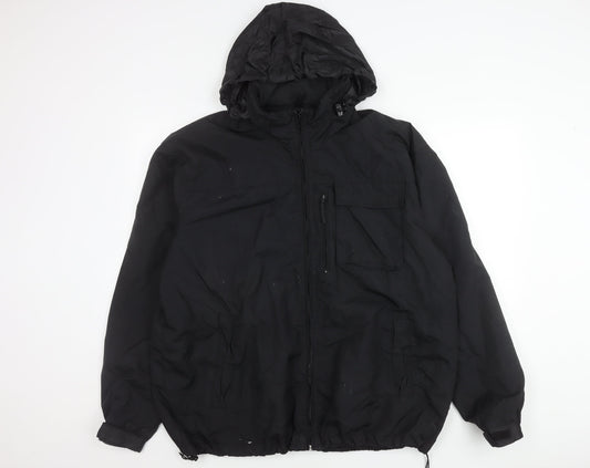 Mens UK Size XL Easy Black Windbreaker Coat