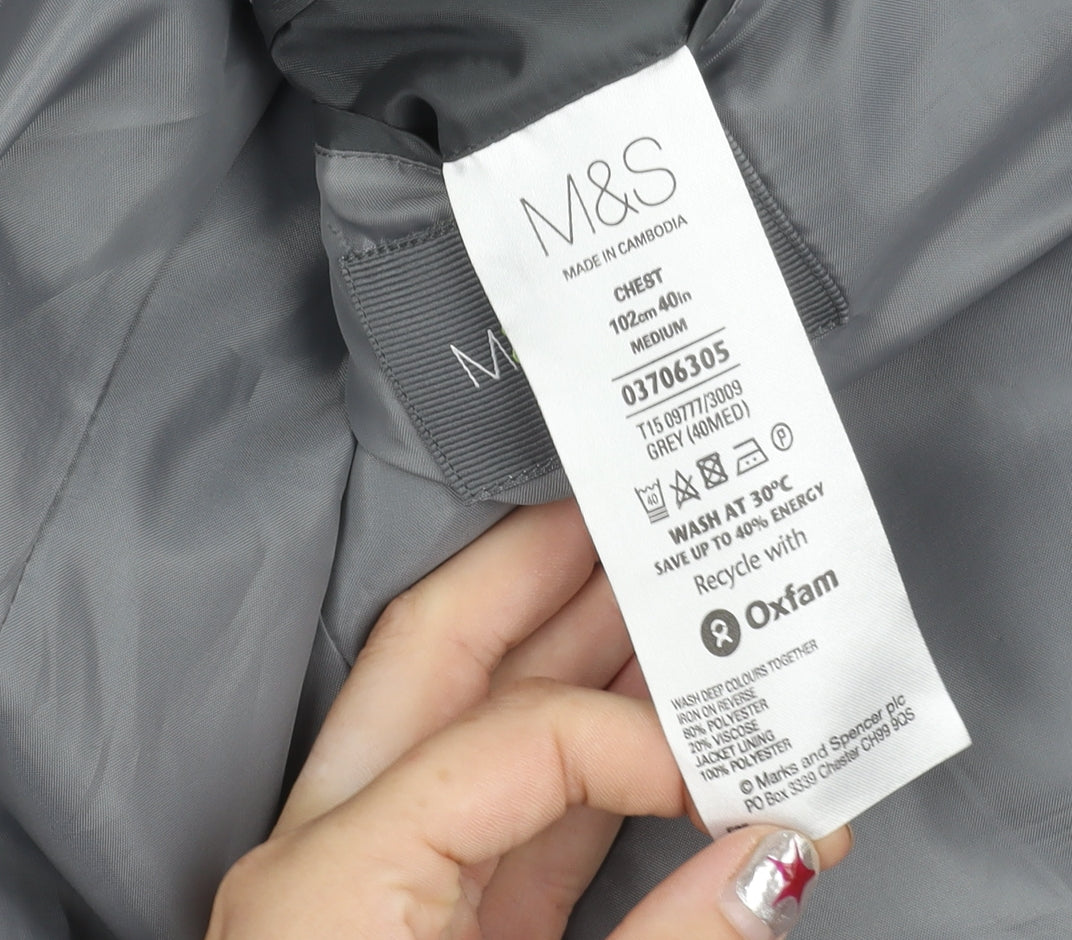 Marks and Spencer Men's Grey 40 Chest Blazer Jacket Medium
