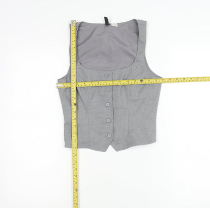 Womens UK Size XS H&M Grey Cropped Button-Up