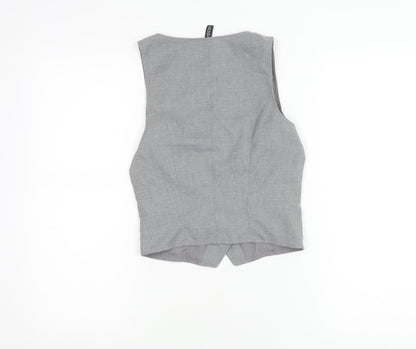 Womens UK Size XS H&M Grey Cropped Button-Up