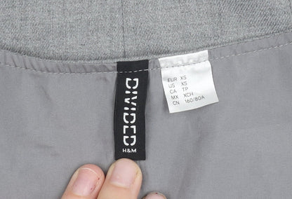 Womens UK Size XS H&M Grey Cropped Button-Up