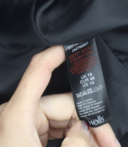 Wallis Women's Black Suit Jacket UK 18 Long Sleeve Lined Tailored