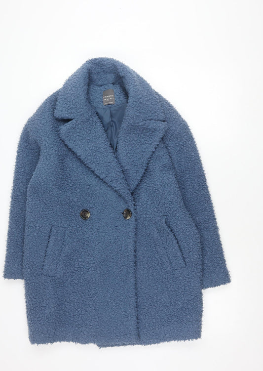 Primark Women’s Blue Mid-Length Fleece Overcoat Size 6