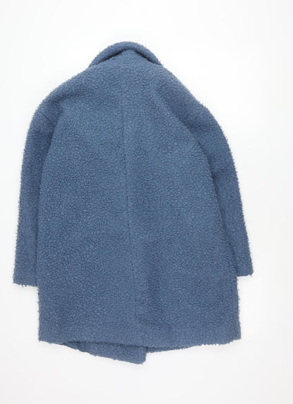 Primark Women’s Blue Mid-Length Fleece Overcoat Size 6
