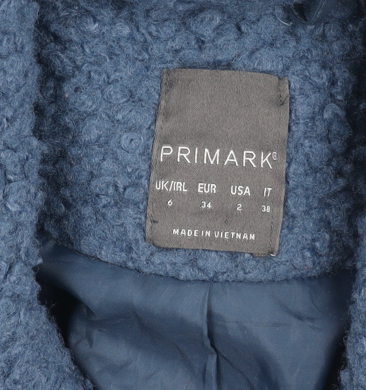 Primark Women’s Blue Mid-Length Fleece Overcoat Size 6