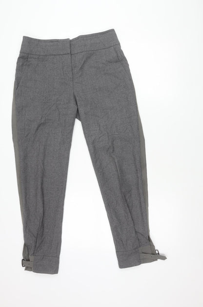 MaxMara Women’s Grey Wool Tapered Trousers Size 10 Belted Workwear