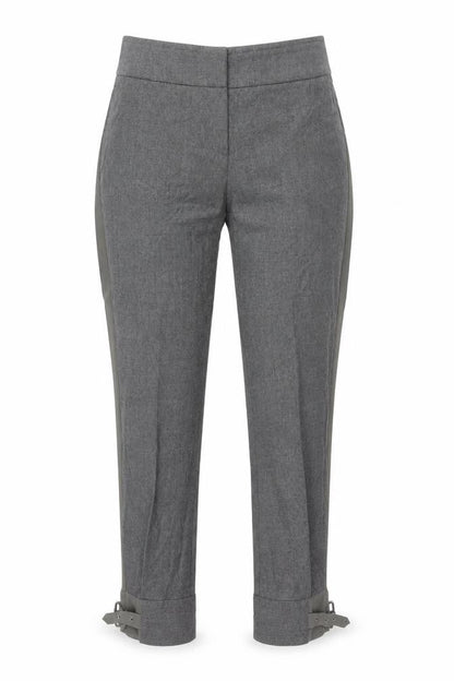 MaxMara Women’s Grey Wool Tapered Trousers Size 10 Belted Workwear