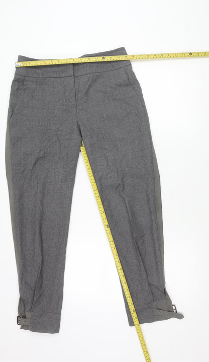 MaxMara Women’s Grey Wool Tapered Trousers Size 10 Belted Workwear