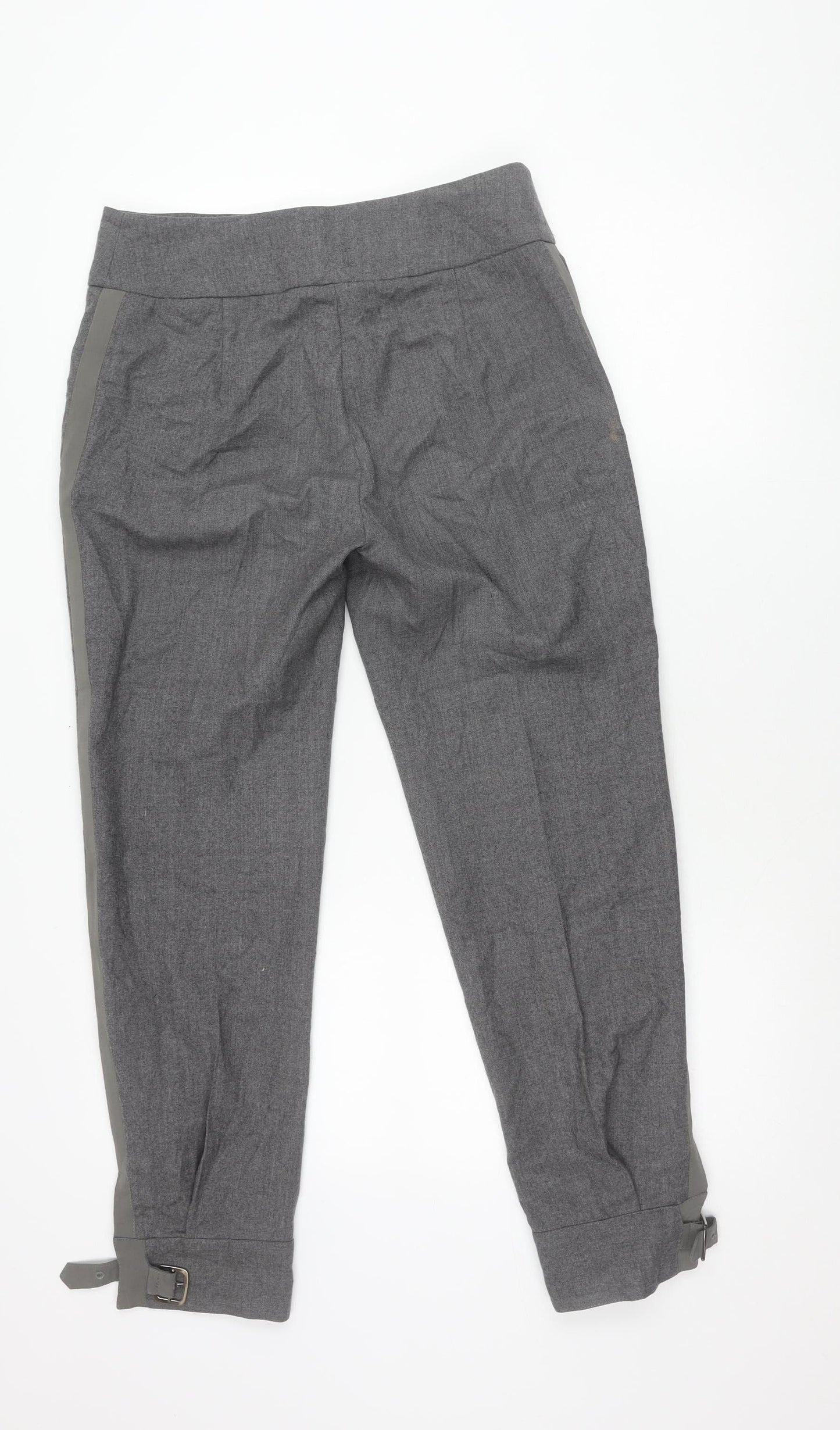 MaxMara Women’s Grey Wool Tapered Trousers Size 10 Belted Workwear