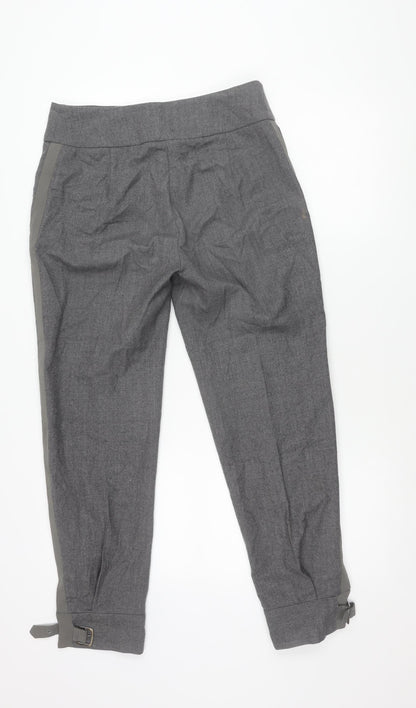 MaxMara Women’s Grey Wool Tapered Trousers Size 10 Belted Workwear