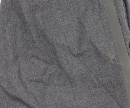 MaxMara Women’s Grey Wool Tapered Trousers Size 10 Belted Workwear