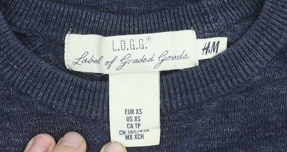 H&M Men’s Blue Cotton Crew Neck Jumper XS Pullover Knit