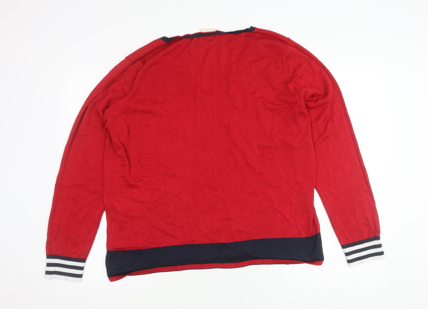 Hush Women's Red V-Neck Knit Jumper XL Cotton Blend