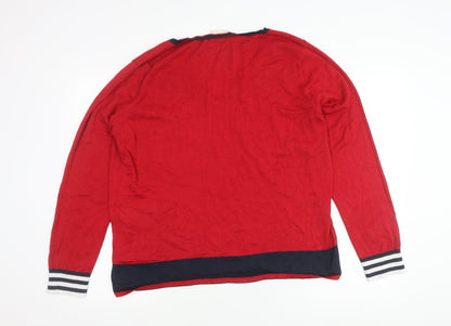 Hush Women's Red V-Neck Knit Jumper XL Cotton Blend