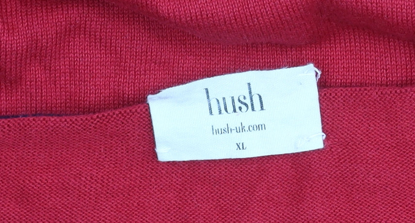 Hush Women's Red V-Neck Knit Jumper XL Cotton Blend