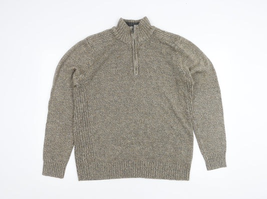 Kensington Eastside Men’s Grey L 1/4 Zip High Neck Knit Jumper