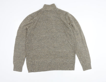 Kensington Eastside Men’s Grey L 1/4 Zip High Neck Knit Jumper