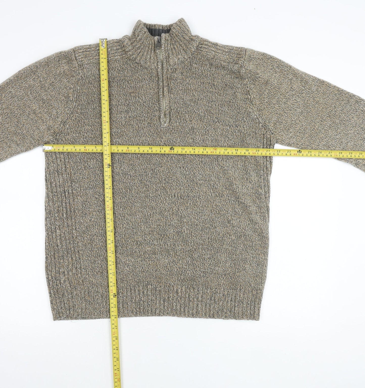 Kensington Eastside Men’s Grey L 1/4 Zip High Neck Knit Jumper